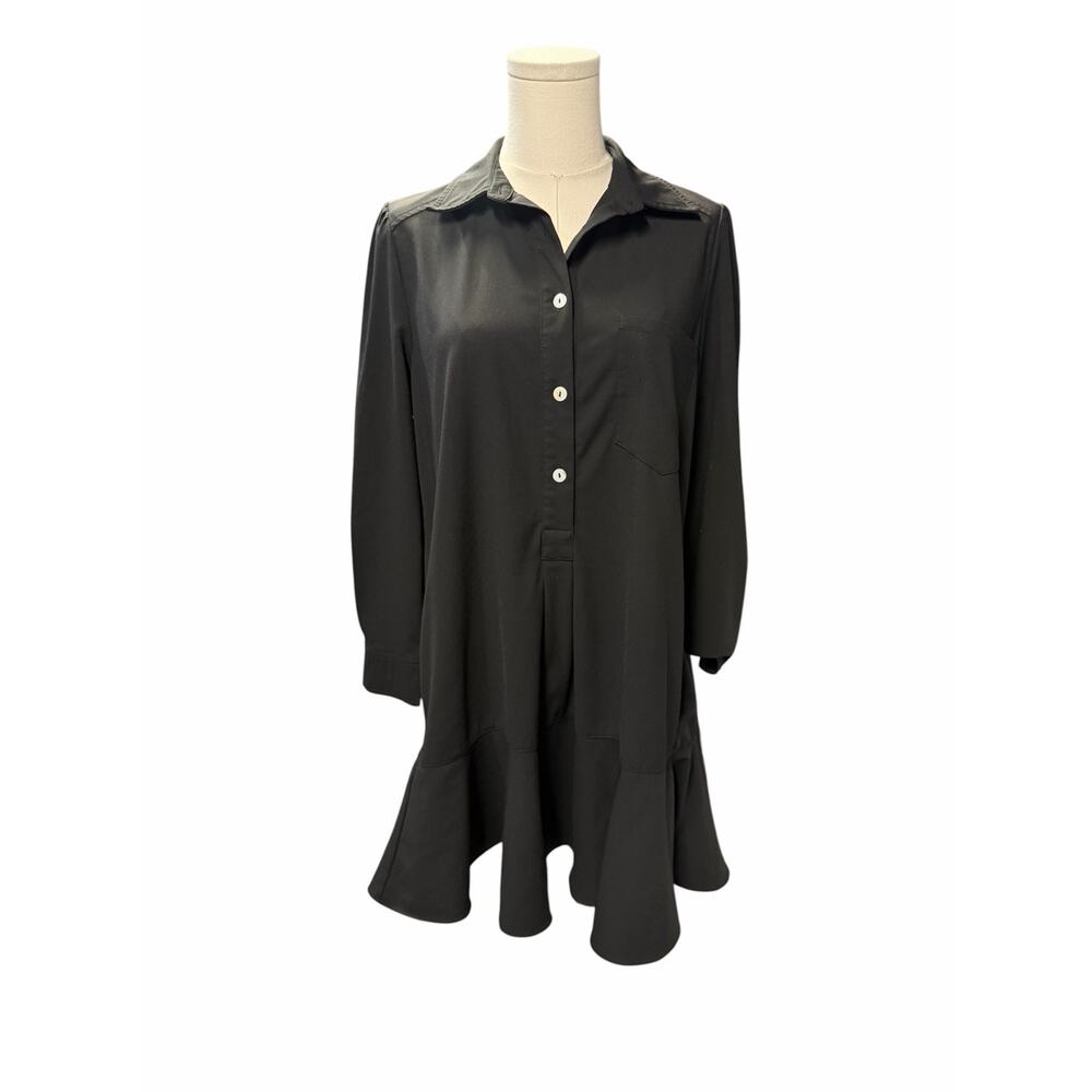Tuckernuck Pomander Place Black Crepe Callahan Shirt Dress - Picture 3 of 8